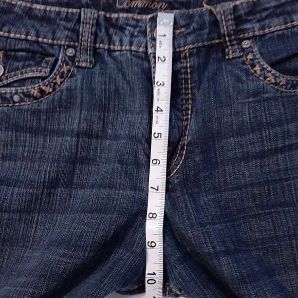 Common Genes Women's Junior's Dark Wash Back to School Flare Jeans - Size 12 - Picture 8 of 9